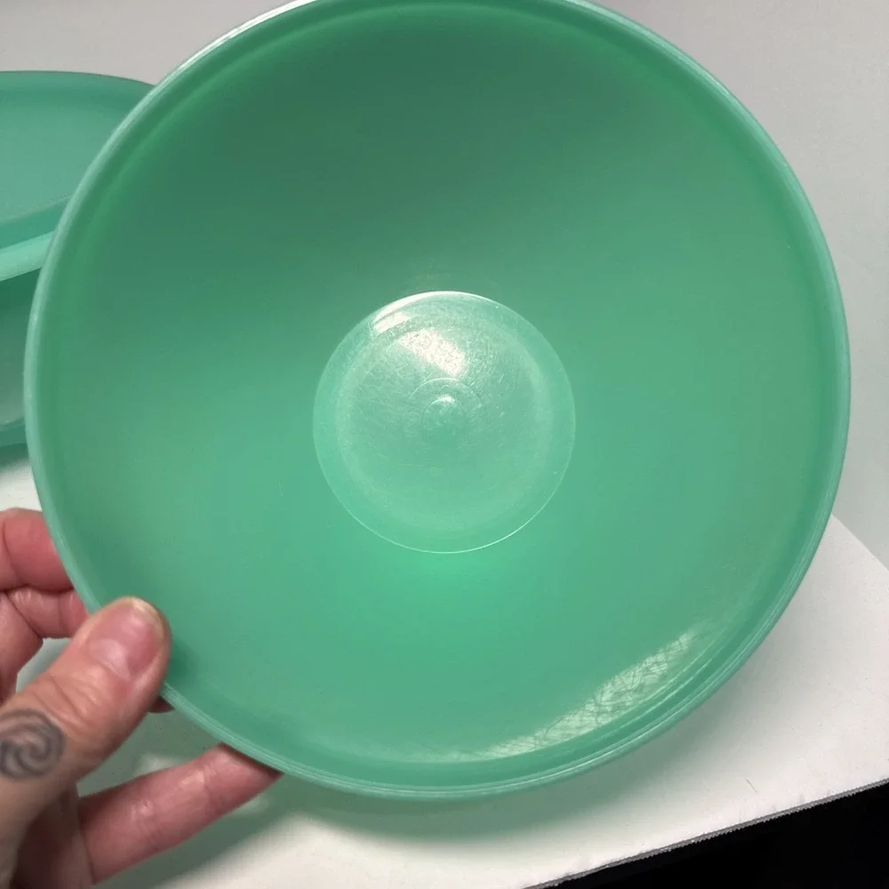VTG Tupperware Lot 3 Crisp It Bowl‎ 679 Colander 339 Crisper 782 Jadeite Green